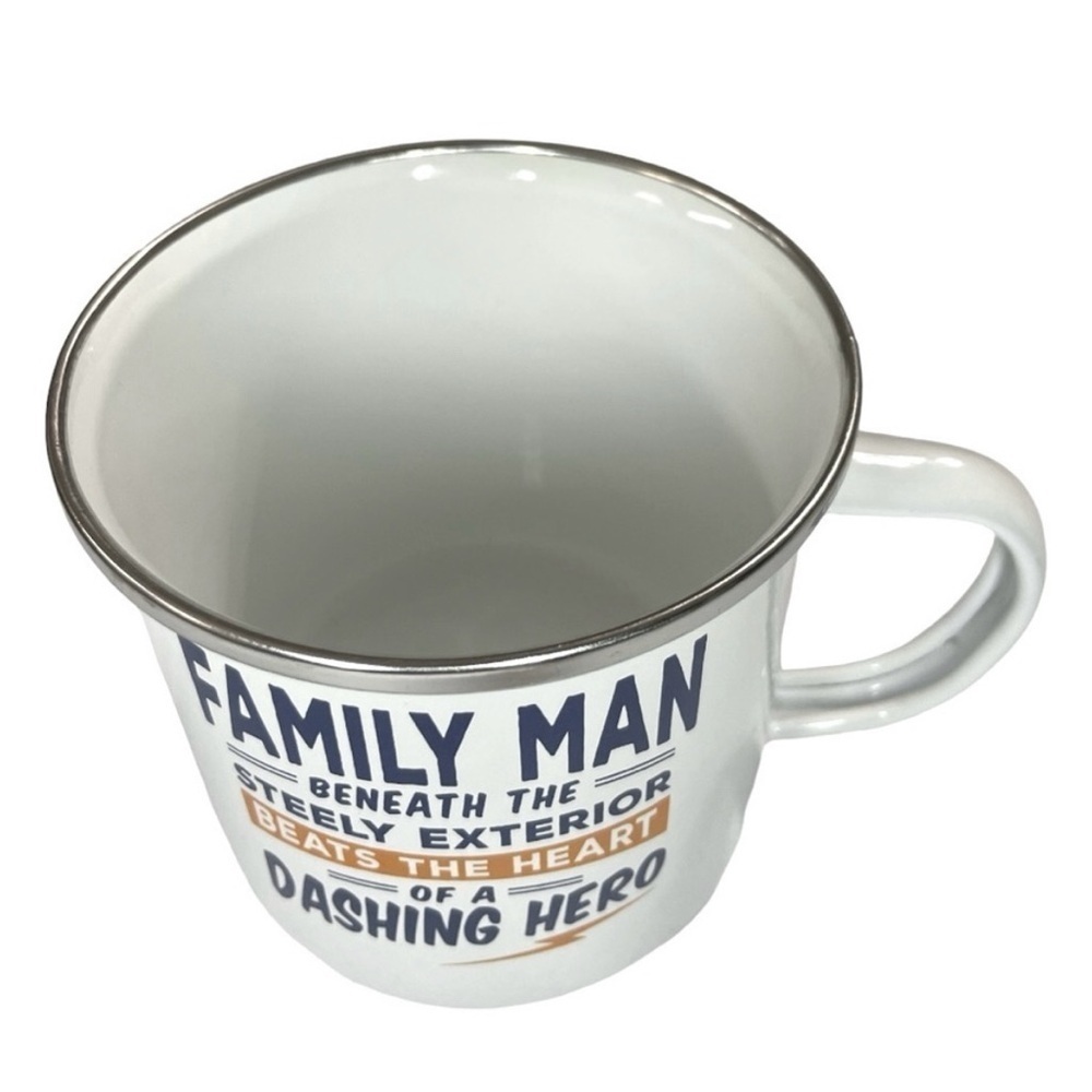 History & Heraldry Family Man Enamel Camp Coffee Mug 14 oz Dad Gift - Picture 3 of 7